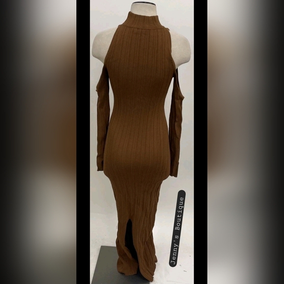 NEW!! x REVOLVE Auren Cold Shoulder Dress in Chocolate BrownHouse of Harlow 1960 - Picture 6 of 8